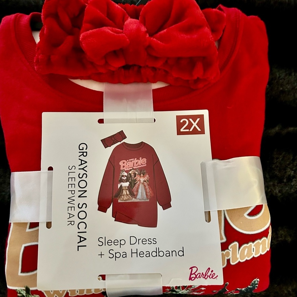 Grayson Social Women's Red Sleep Dress with Spa Headband